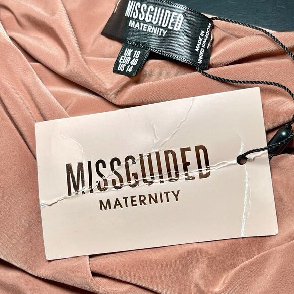 Missguided Maternity Midi Dress Womens Size 14 Pink One Shoulder Ruched Detail - Picture 5 of 8